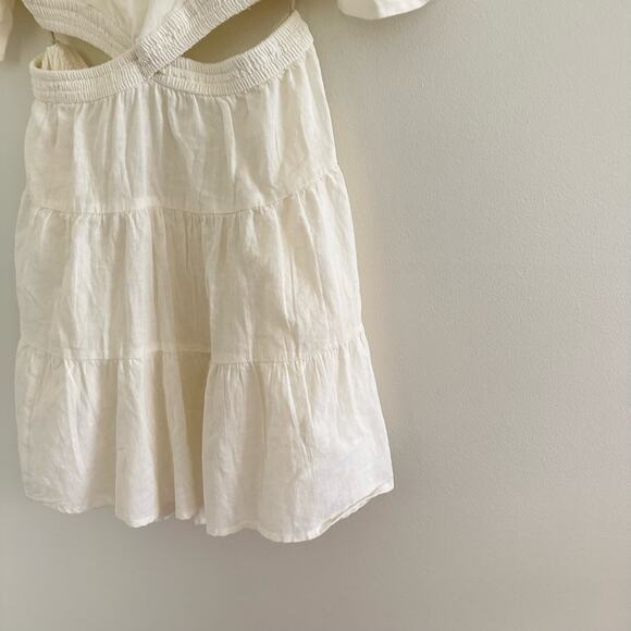Free People Cross of Sunlight Cut Out Linen Mini Dress Ivory M - Picture 5 of 11
